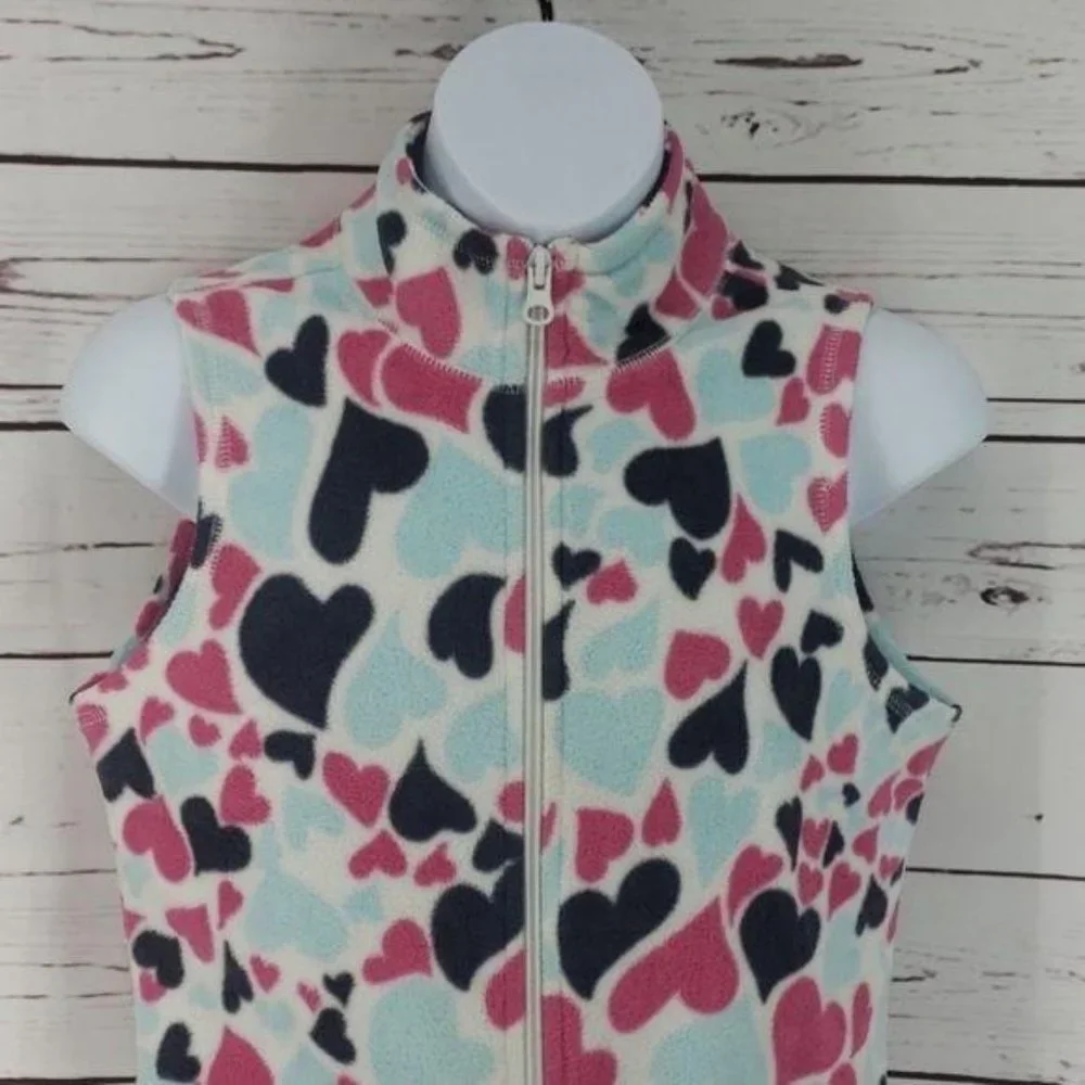 Old Navy Girl Hearts Zippered Fleece Vest‎ Jacket Large 10/12